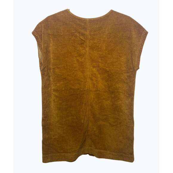 Madewell Corduroy Side-Button Shift Dress V-Neck Medium Antique Gold Casual Styl - Picture 13 of 14